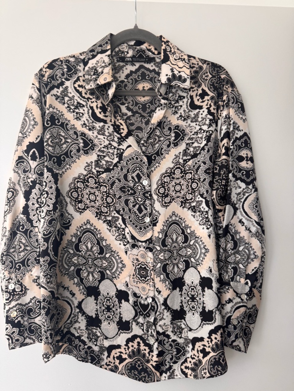 Zara Black & Cream Paisley Button-Down Shirt